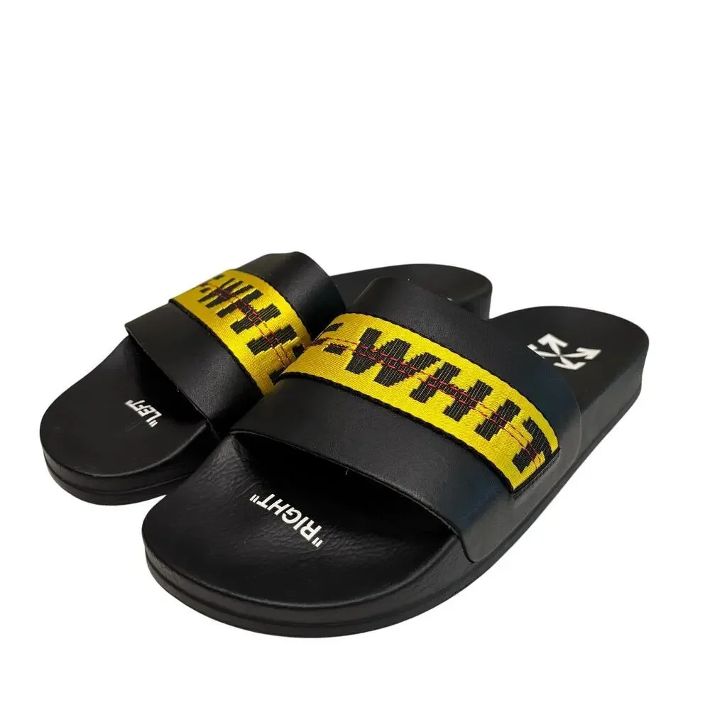 Off-White Industrial Belt Slides Men’s in Black Yellow - Size: EU 42